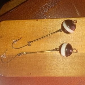 OOAK Ebony & Ivory brass earrings